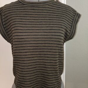 Code Mode Tie Striped Olive and Black Women's Top Size M